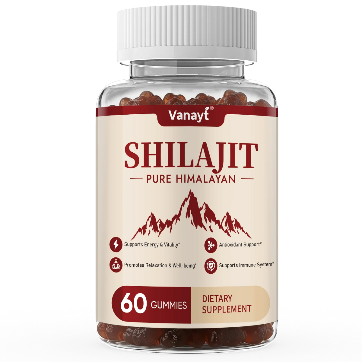 Himalayan Shilajit Gummies — with Ginseng & Ginger, 60 Count