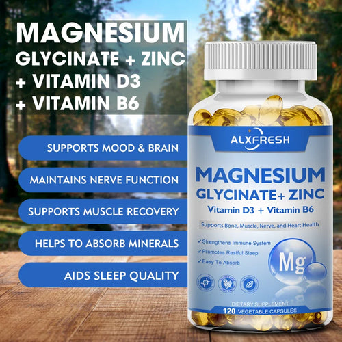 Magnesium Glycinate 500mg Capsules — with Zinc, D3 & B6