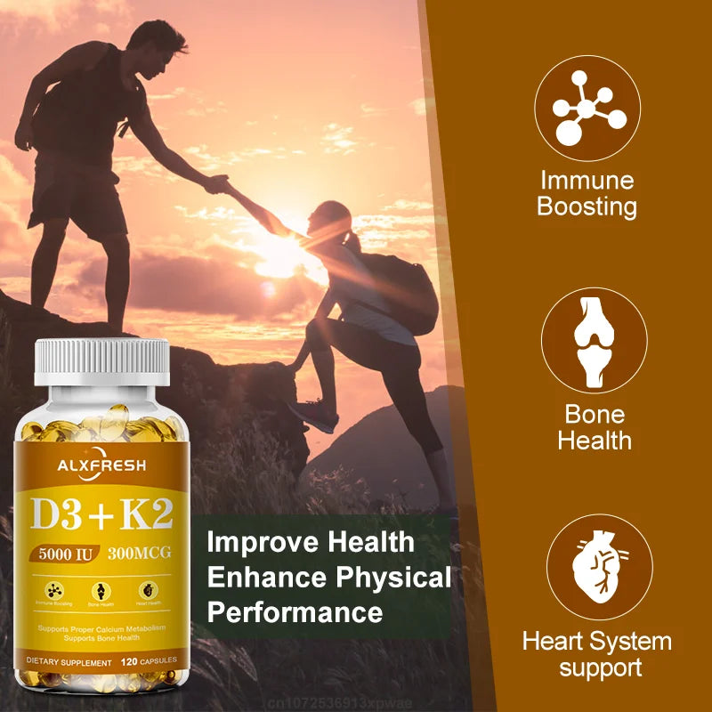 Vitamin D3 + K2 Capsules — 5000 IU / 300mcg