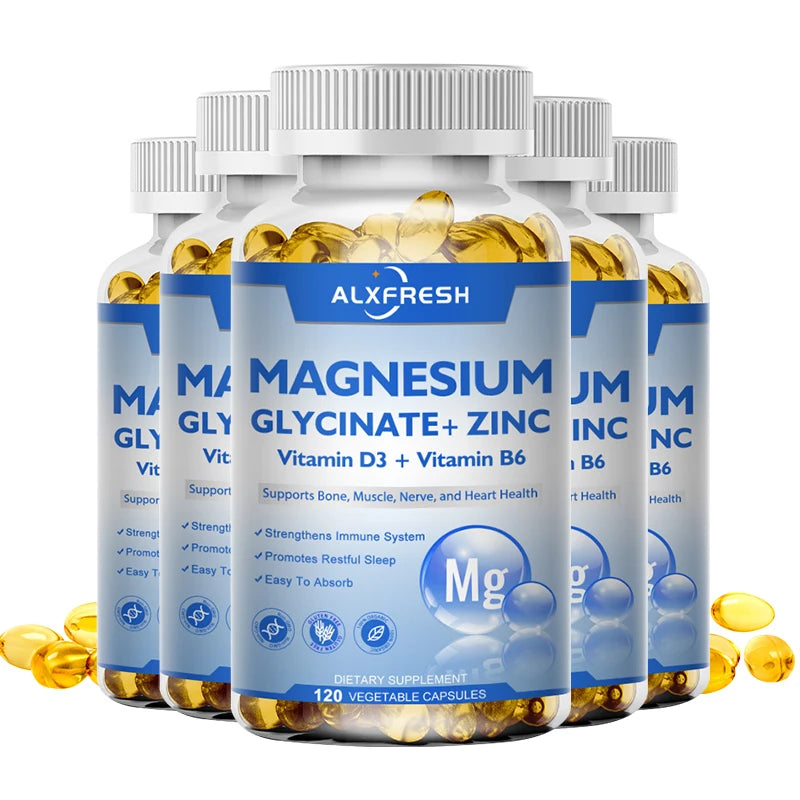 Magnesium Glycinate 500mg Capsules — with Zinc, D3 & B6