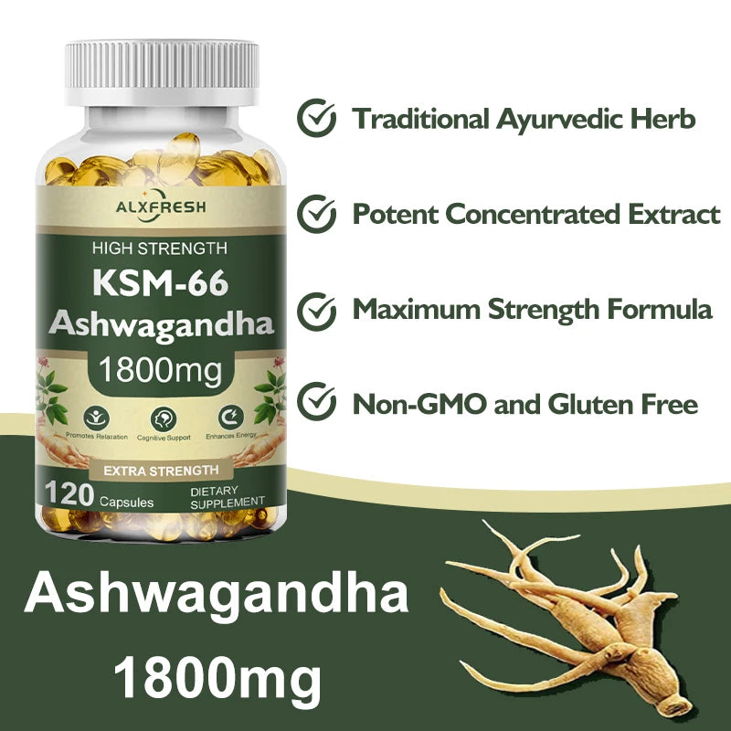 KSM-66 Ashwagandha Capsules — 1800mg, Vegan & Gluten-Free