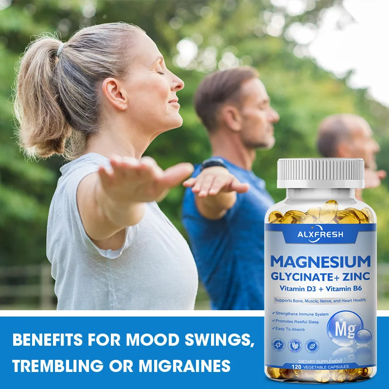 Magnesium Glycinate 500mg Capsules — with Zinc, D3 & B6