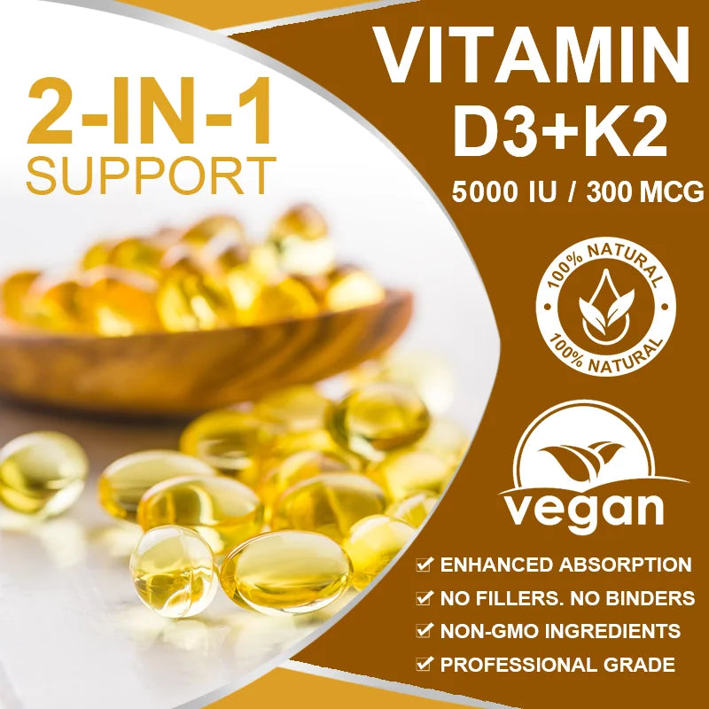 Vitamin D3 + K2 Capsules — 5000 IU / 300mcg