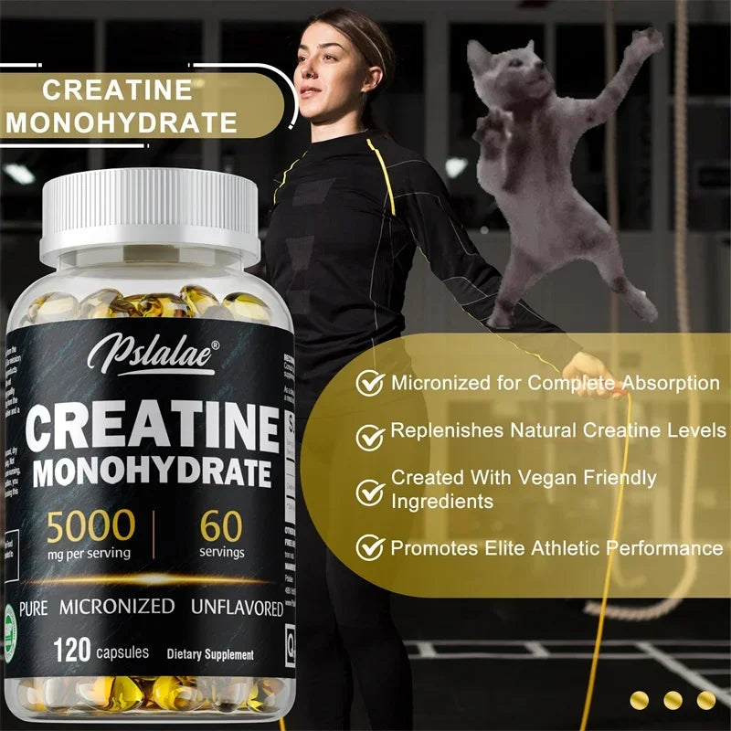 Creatine Monohydrate Capsules — 5000mg, Micronized & Unflavored