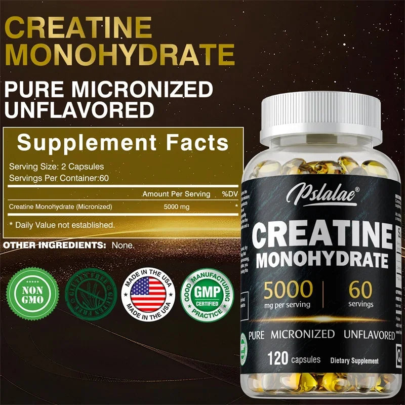 Creatine Monohydrate Capsules — 5000mg, Micronized & Unflavored